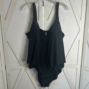 Torrid Black Lace Front One Piece Swimsuit